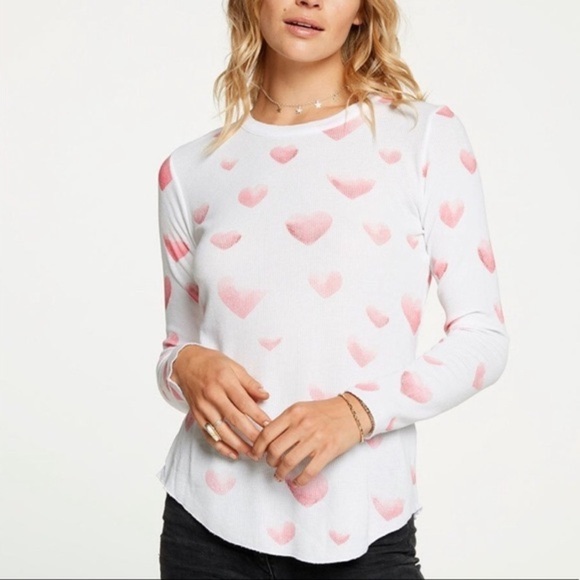 [Chaser] Thermal Long Sleeve Hearts Pullover - Picture 1 of 4